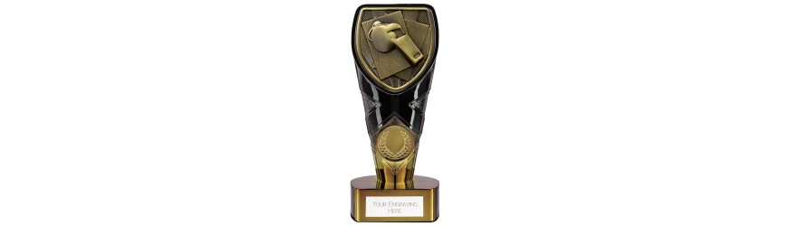 FUSION COBRA FOOTBALL REFEREE WHISTLE RESIN TROPHY - 5 SIZES 11CM - 22.5CM FUSION COBRA FOOTBALL REFEREE WHISTLE RESIN TROPHY - 5 SIZES 11CM - 22.5CM